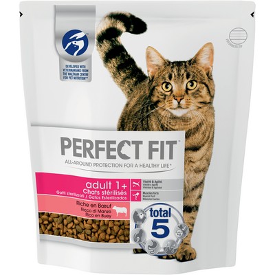 PERFECT FIT ADULT 1+ Beef-Rich Kibble for Sterilised Adult Cats 1.4kg
