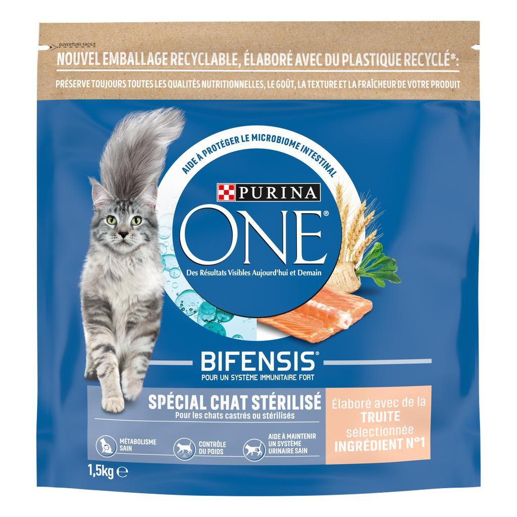 PURINA ONE Chat Stérilisé - A la truite et au blé - 1,5 kg - Croquettes pour chat adulte