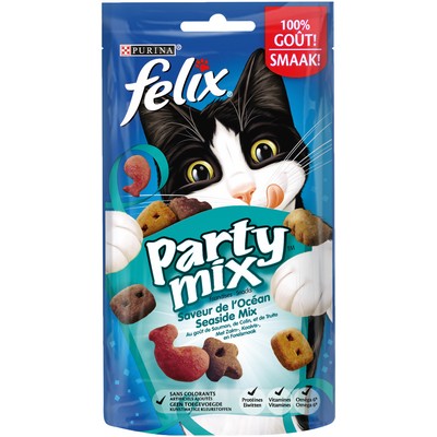 FELIX Party Mix Saveur de L'Océan : Saumon, Colin, Truite - 60 g - Friandises pour chat