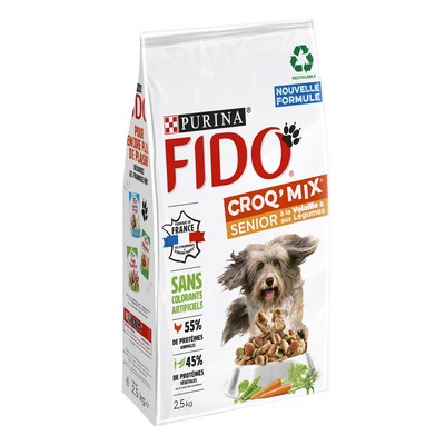 FIDO CROQ MIX: Poultry & Vegetables - 2.5 KG - Kibble for Adult Dogs Over 7 Years