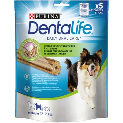 DENTALIFE Medium - 5 Friandises à mâcher pour chiens de taille moyenne - 115 g - Hygiène bucco-dentaire au quotidien