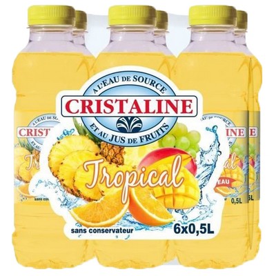 CRISTALINE Eau de source au Jus de Fruits TROPICAL 6x50cl
