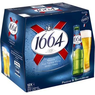 1664 Beer — 12-pack of 250 ml bottles, 5.5% alcohol by volume