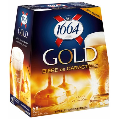 1664 Gold Beer – Pack of six 25 cl bottles, 6.1% alcohol