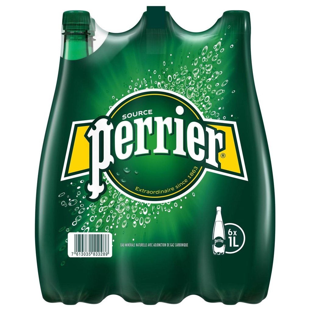PERRIER natural sparkling mineral water 6 x 1L