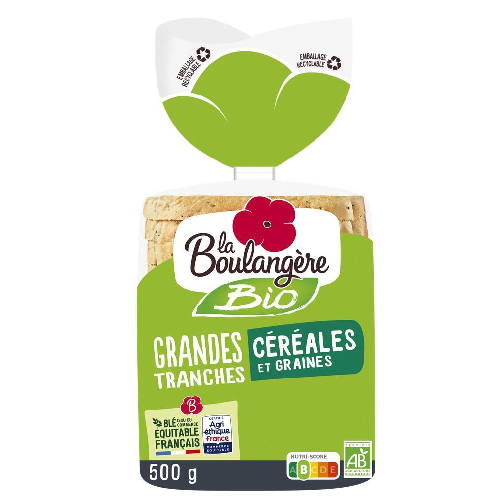 Pain de mie Bio grandes tranches céréales & graines 500g