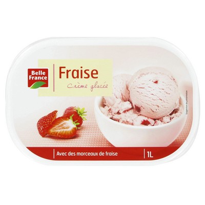 Strawberry Ice Cream with Pieces Belle France Tub 1L 520g