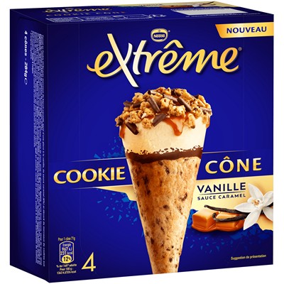 EXTREME Cookie Cône Vanille x4