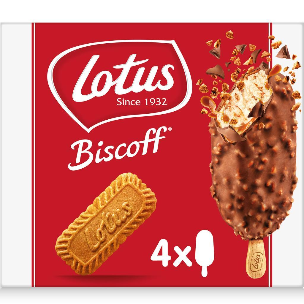 LOTUS BISCOFF Glace Bâtonnets - Speculoos Chocolat au lait - 284g (4x90ml)