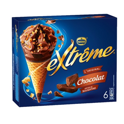 Extrême Chocolate Cones with Nougatine Chips 6x71g