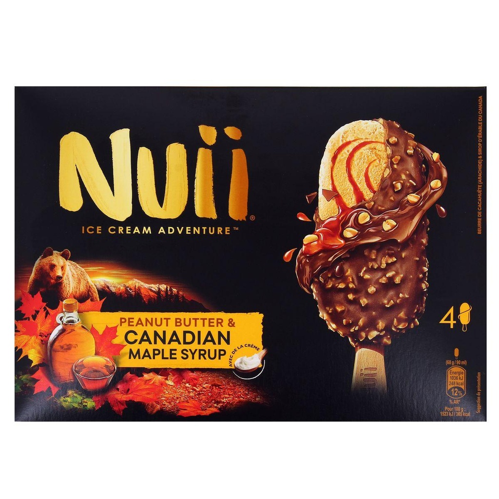 Bâtonnets NUII Sirop d'érable du Canada & Beurre de Cacahuètes x4