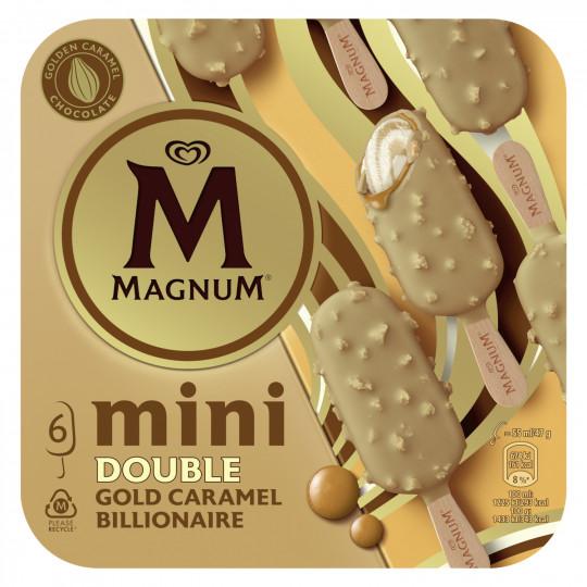 Magnum Mini Double Gold Caramel Billionaire Ice Cream Bars 6x55ml