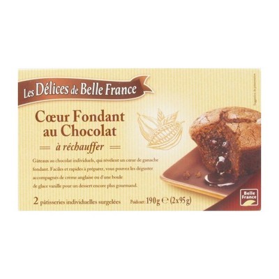 Chocolate Molten Heart Cakes x2 Belle France 190g Box