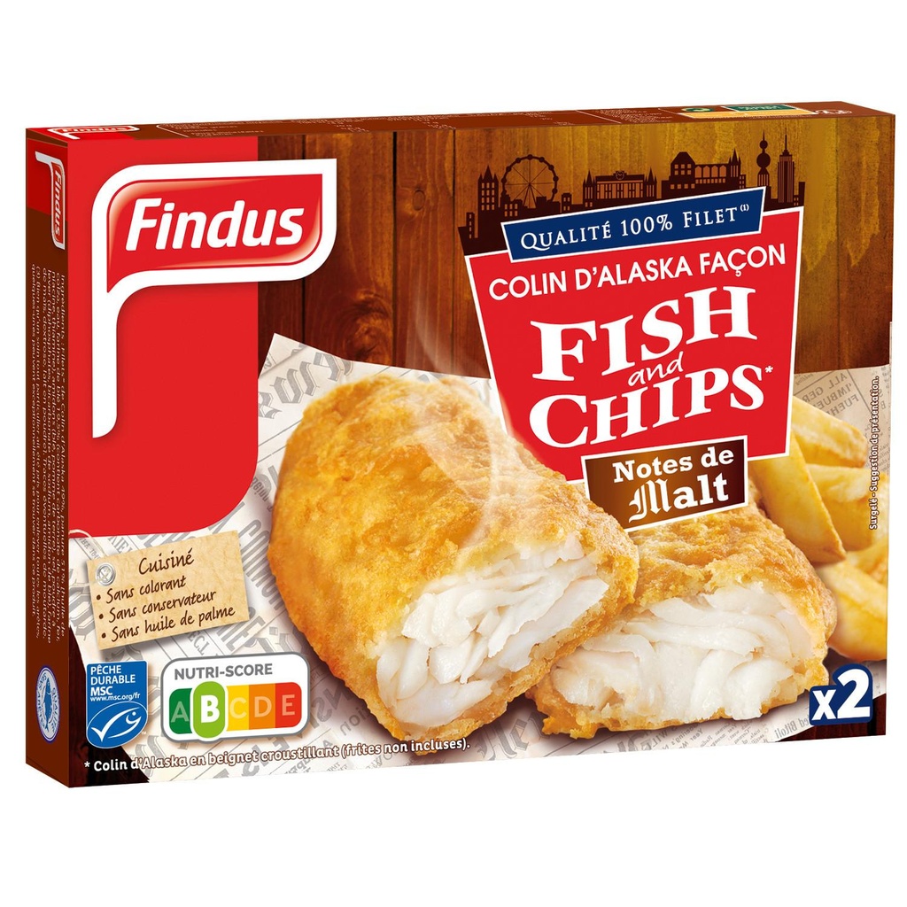Colin d'Alaska MSC façon Fish & Chips* notes de Malt X2 - 240g *Colin d'Alaska en beignet croustillant (frites non incluses)