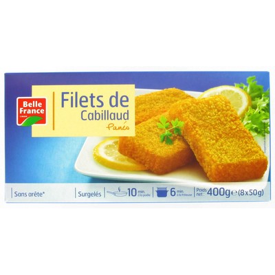 FILET DE CABILLAUD PANE X 8 BF ETUI 400 G