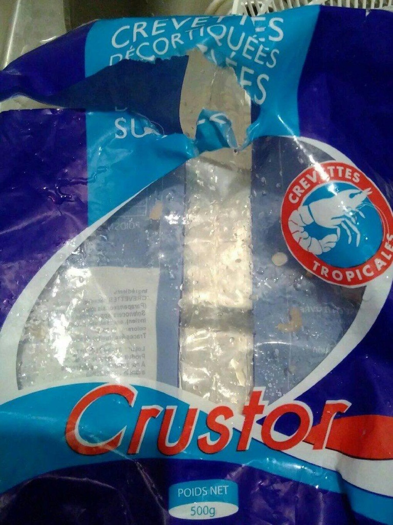 Crevette décortiquée cuite surgelée, calibre 300/500, 500g