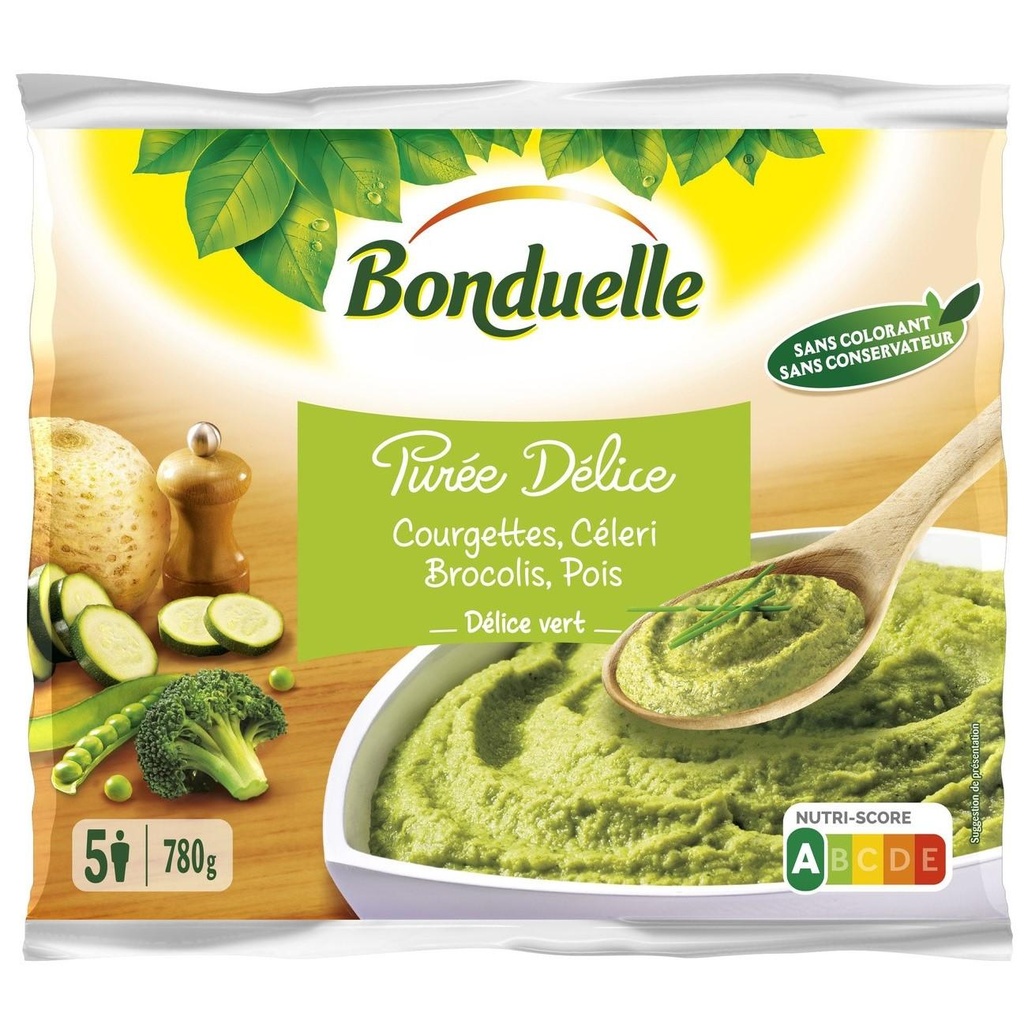Purée Délice vert Courgettes, Céleri, Brocolis, Pois Bonduelle 780g