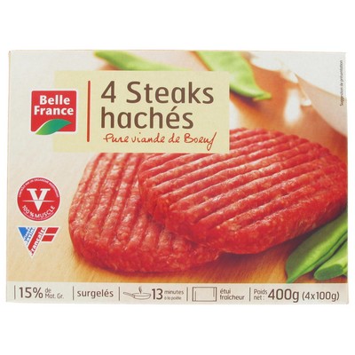 STEAK HACHE VBF 15 % MG X 4 BF ETUI 400 G