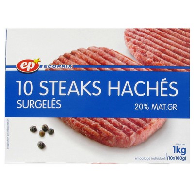 Beef Burger Patties 20% Fat x10 Box 1kg