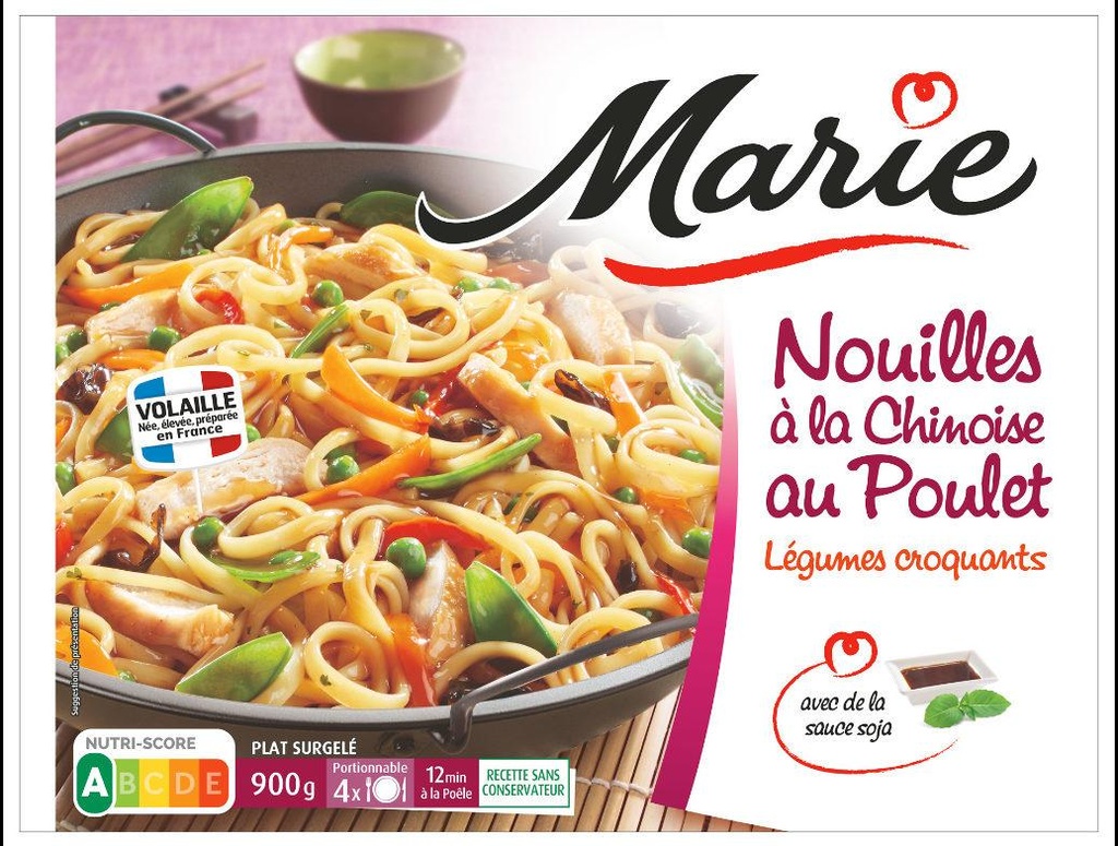Chinese-Style Noodles with Chicken – Crunchy Vegetables, Soy Sauce & Beans 900g MARIE