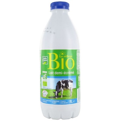Organic Semi-Skimmed UHT Milk Belle France Bottle 1L