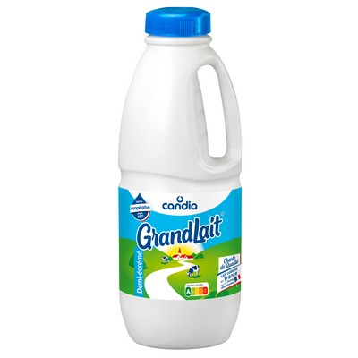 UHT Semi-Skimmed Sterilized Milk - Grandlait - Candia - 1L Bottle