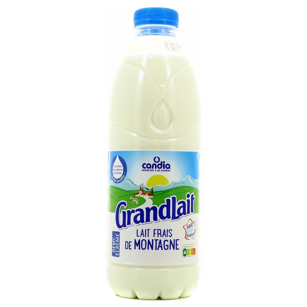 Grandlait Candia Semi-Skimmed Fresh Mountain Milk - 1L