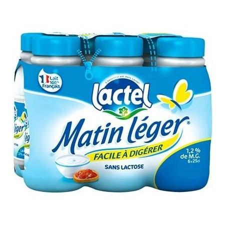 lait  sans lactose 1,2% mg Matin Léger LACTEL UHT bouteille 6X25CL