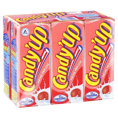 Strawberry Flavored UHT Sterilized Milk Drink, Enriched with Vitamin D - Candy'Up - Candia - 6 x 20cl Cartons