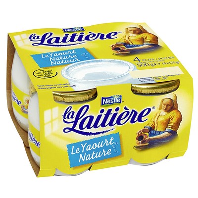 LA LAITIERE Natural Yogurt Glass Jar 4x125G