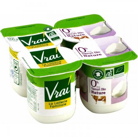 Vrai Organic 0% Natural Yogurt x4