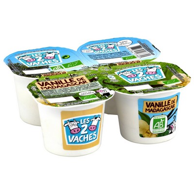 LES 2 VACHES ORGANIC MADAGASCAR VANILLA YOGURT 4x115g