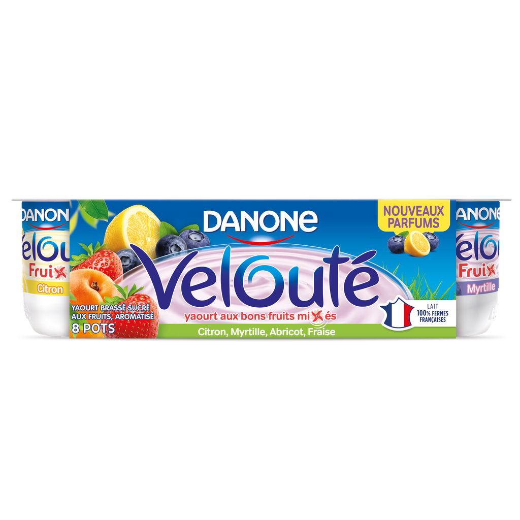 DANONE VELOUTÉ FRUITS STIRRED FRUIT YOGURT 8X125G