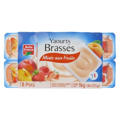 Mixed Yogurt with Fruit Pulp x8 Belle France