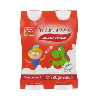 Strawberry Flavored Drinking Yogurt x4 Belle France