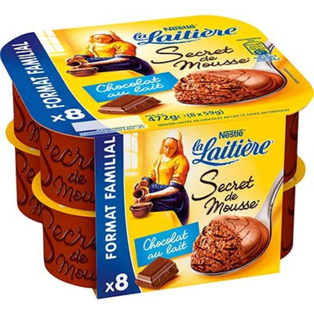 LA LAITIERE Secret de Mousse CHOCOLAT au lait 8x59G