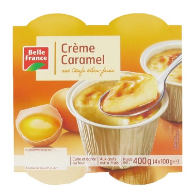 Crème Caramel with Extra Fresh Eggs Belle France 4x100g Pot