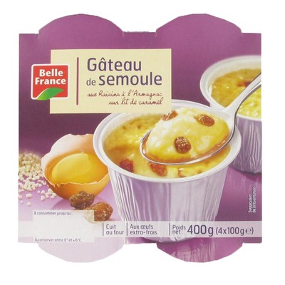 GATEAU DE SEMOULE AUX RAISINS BF POT 4 X 100 G 