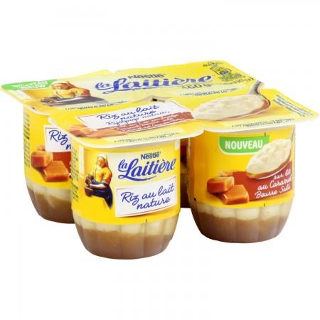 La Laitiere Riz au lait sur lit de Caramel beurre sale 4x115g