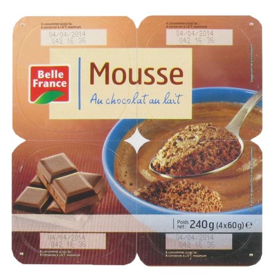 MOUSSE AU CHOCOLAT AU LAIT BF POT 4 X 60 G 