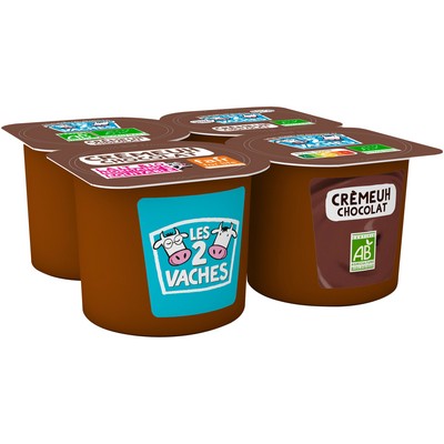 LES 2 VACHES CREMEUH ORGANIC CHOCOLATE 4x95g