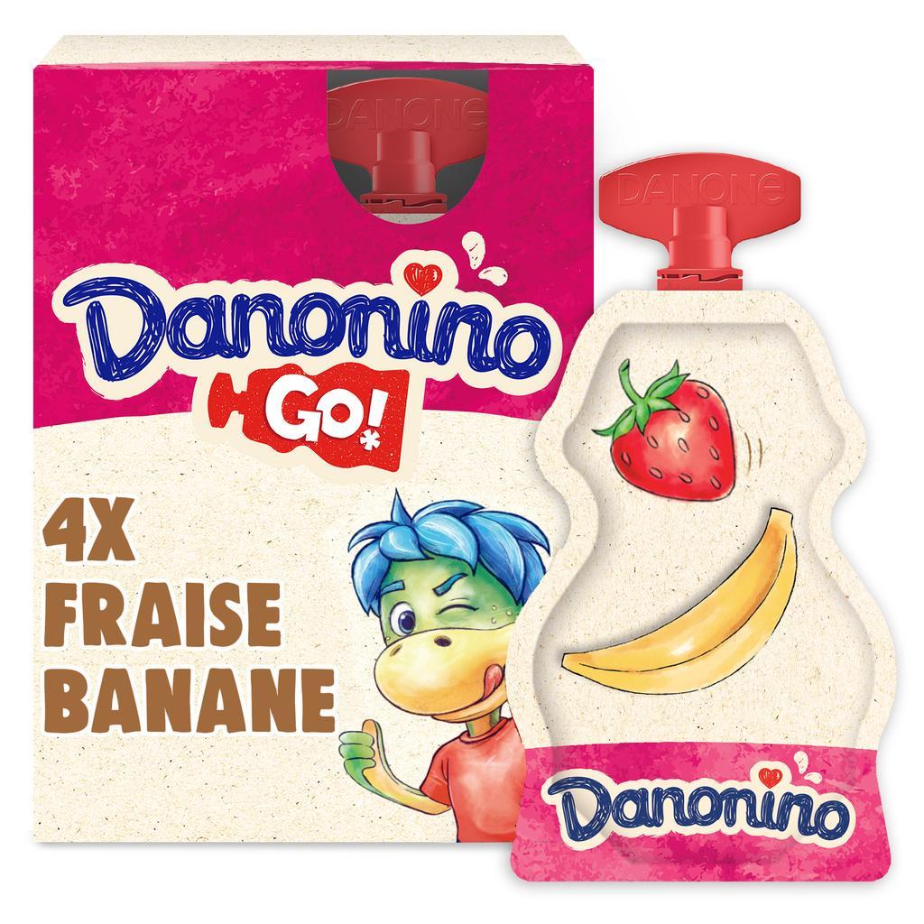 Danonino Strawberry Banana Drinkable Yogurt Pouches 4x70g