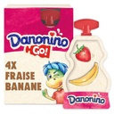 Danonino Strawberry Banana Drinkable Yogurt Pouches 4x70g