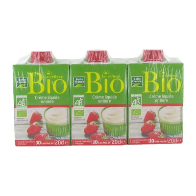 Organic UHT Whole Cream 30% Fat Belle France 3x20cl Cartons