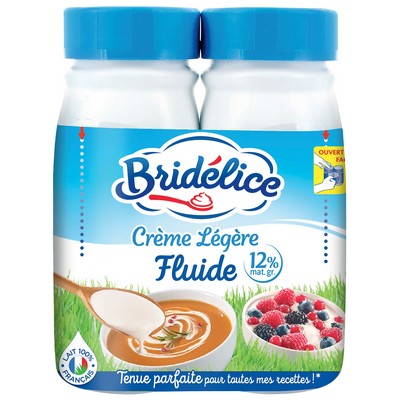 BRIDELICE Light UHT Fluid Cream 12% Fat Bottle 2x25cl