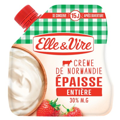 ELLE & VIRE CREME ENTIERE EPAISSE 30%MG POCHE 324G