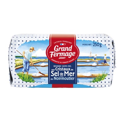 Lightly Salted Churned Butter with Noirmoutier Sea Salt Crystals 250g Grand Fermage