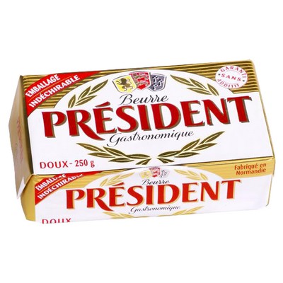 PRÉSIDENT Gourmet Unsalted Butter 82% Fat Bar 250g