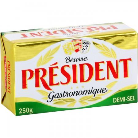 PRESIDENT BEURRE GASTRONOMIQUE DEMI-SEL 80%MG PLAQUETTE 250G