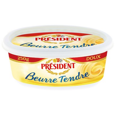 PRESIDENT Soft Unsalted Butter 82% Fat Butter Dish 250g